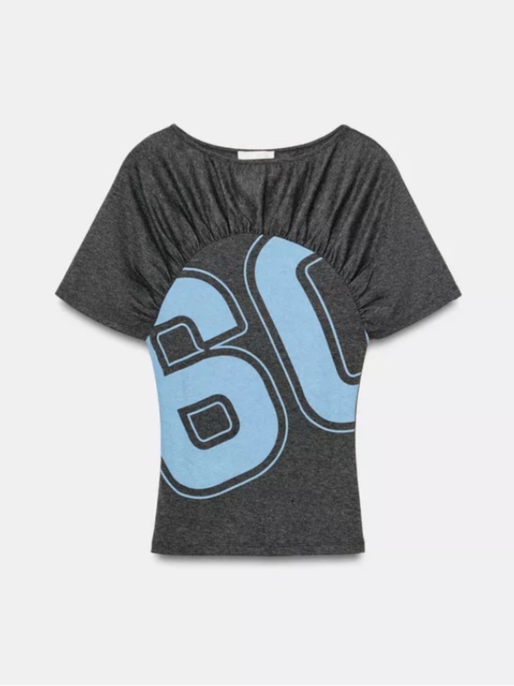 NUMBER RUCHED T-SHIRT - GRAY